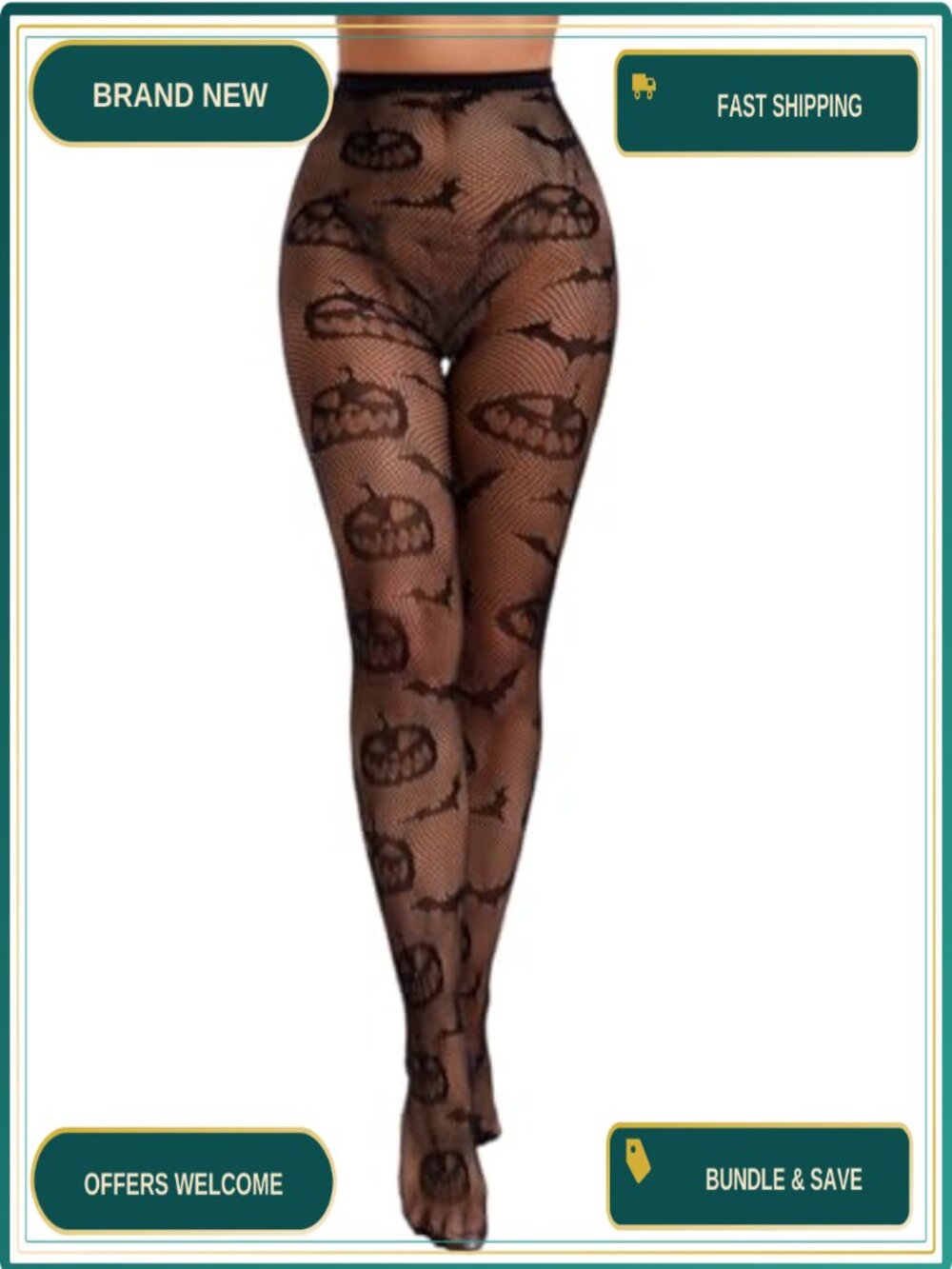 Fishnet Tights Halloween Pumpkin Bat Lace Pantyhose High Waist